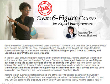 Outstanding BusinesswomanCreate 6-Figure Courses
